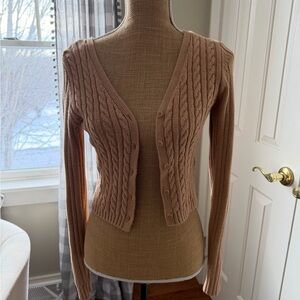 Hollister Tan Cable Knit Cardigan